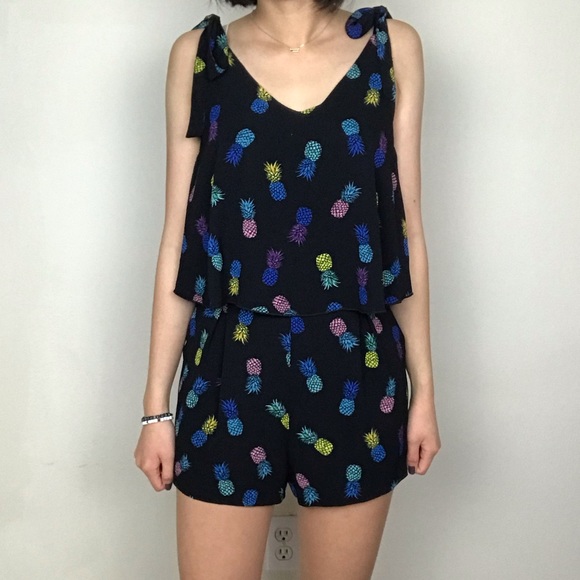 c&e Pants - c & e pineapple romper with pockets